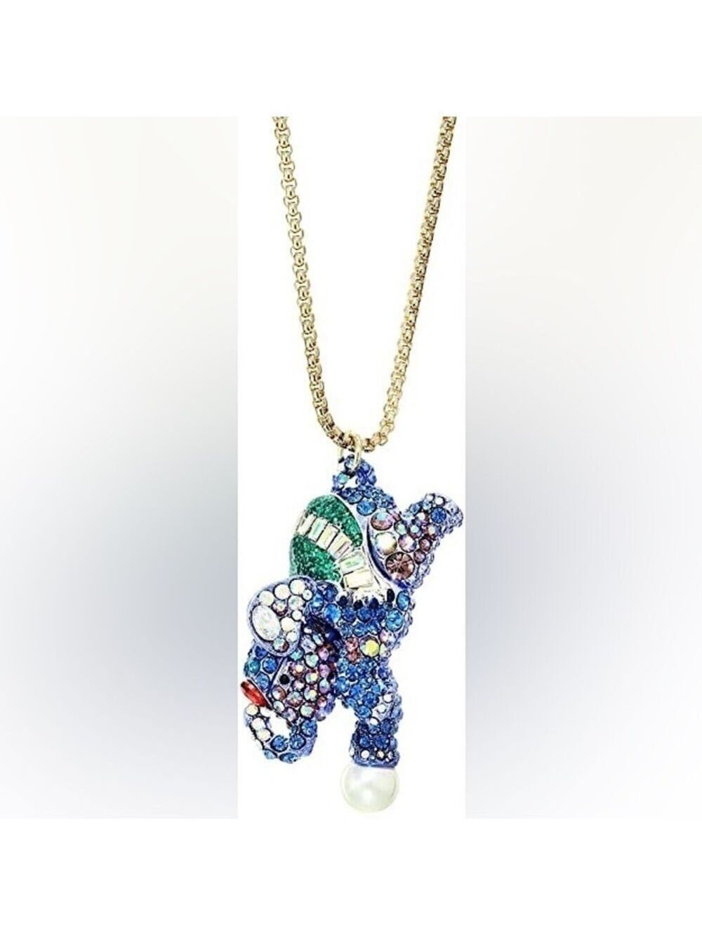 Betsey Johnson Elephant Long Necklace Pendant New